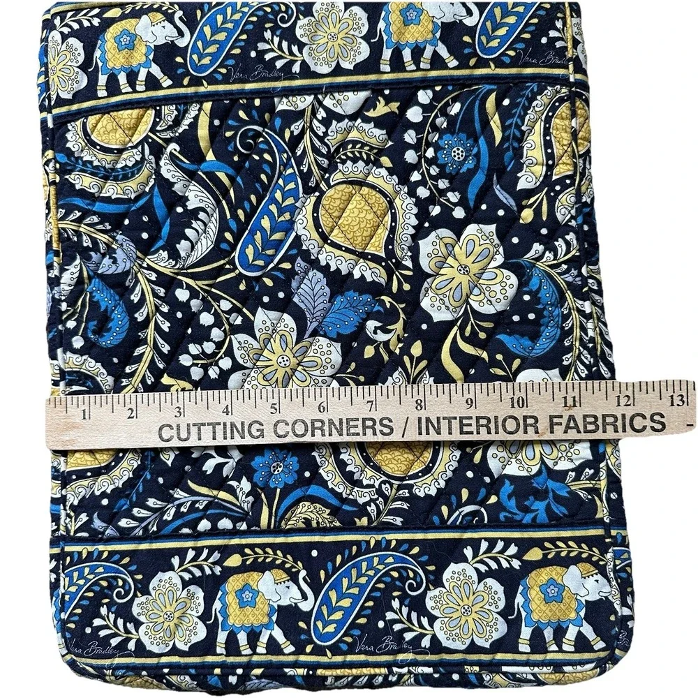 Vera Bradley Ellie Laptop Travel Tote Bag 15x11.5 Inch Blue Checkpoint Friendly
